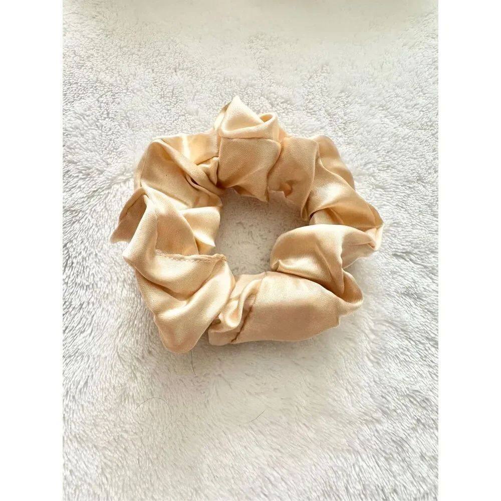Cream color satin hair scrunchie